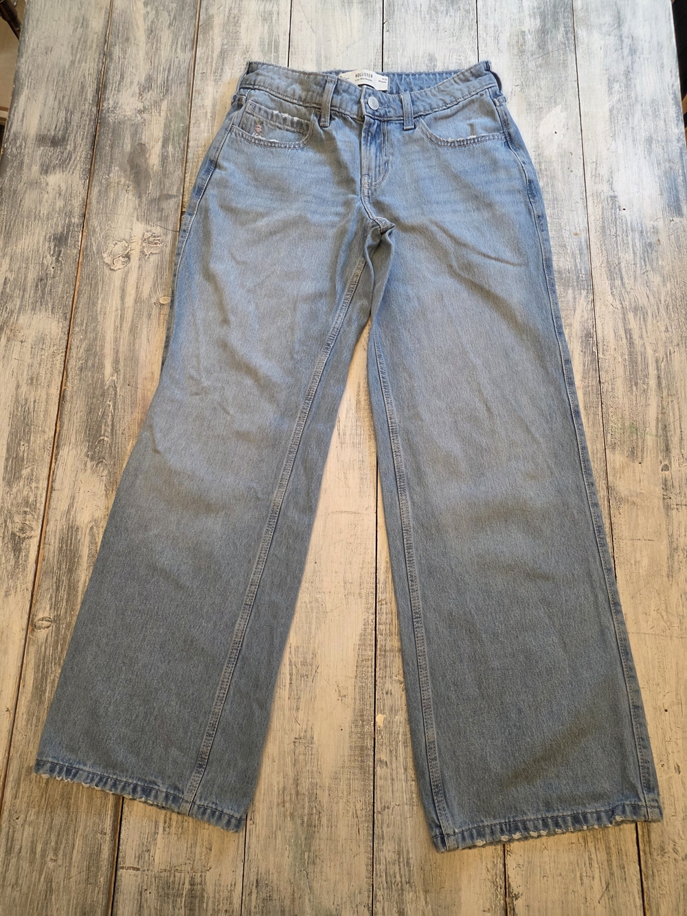Hollister Women's Light Blue Low Rise Wide-Leg Baggy Jeans sz 2R